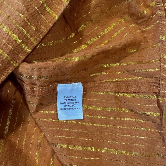 LC Lauren Conrad Women SZ S Mustard Gold Striped Top Blouse Tie V Neck Pullover - Picture 5 of 13